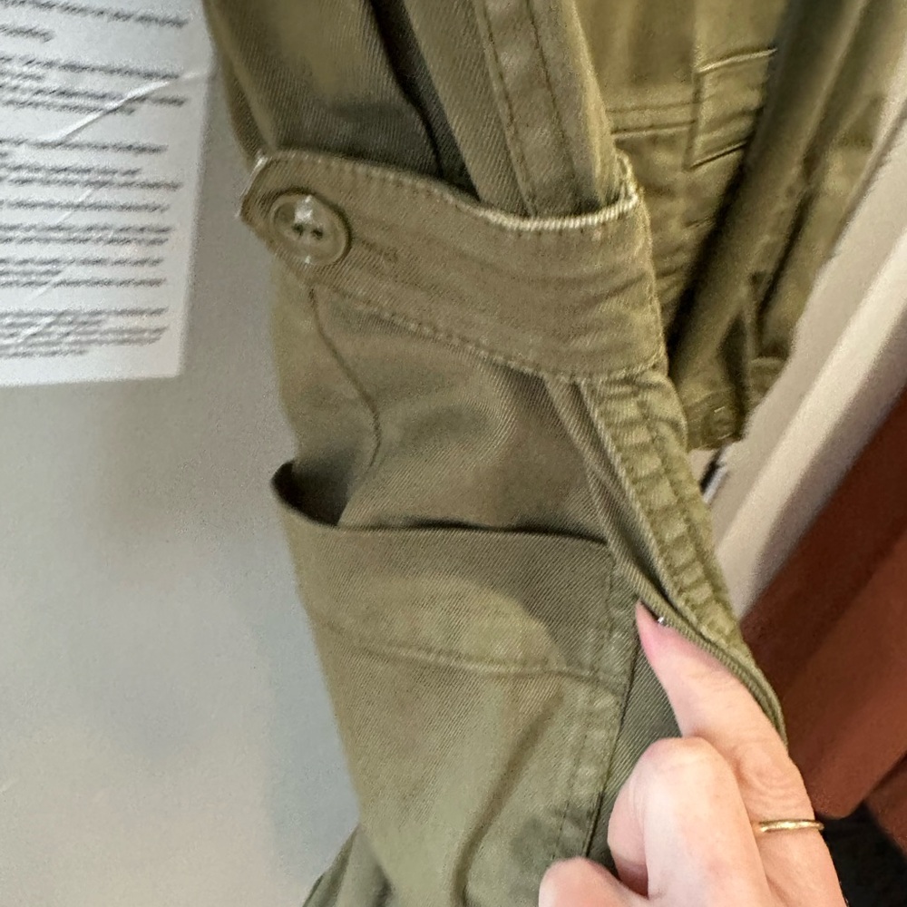 Alex Mill sage green zipper jumpsuit with adjustable waist buttons for cinching - Picture 8 of 8